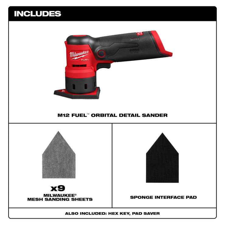 12V M12 FUEL Cordless Lithium-Ion Orbital Detail Sander