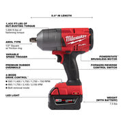 M18 FUEL 1/2" High Torque Impact Wrench with Friction Ring Kit (5.0 Ah Resistant Batteries)