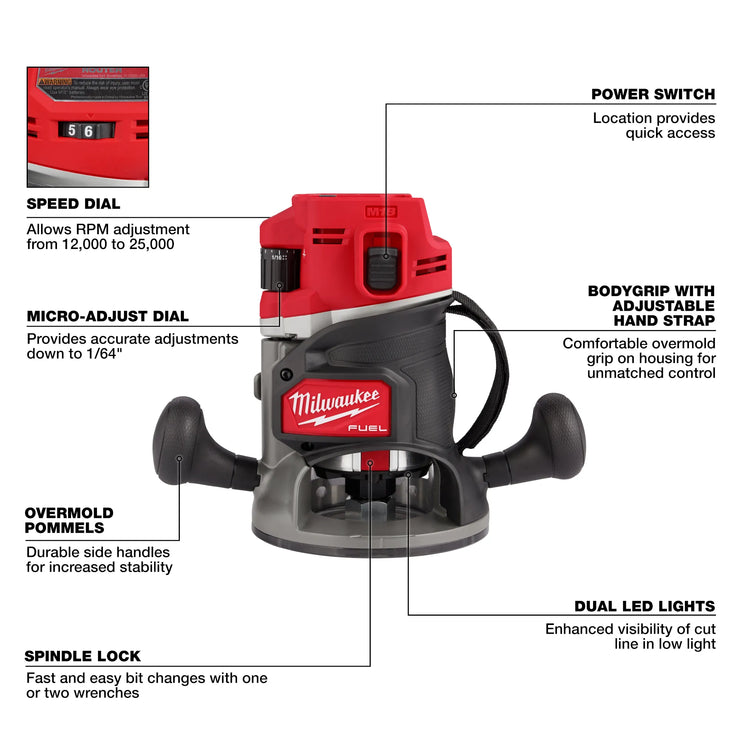 Milwaukee 2838-20 M18 Fuel 1/2" Router (Tool Only)