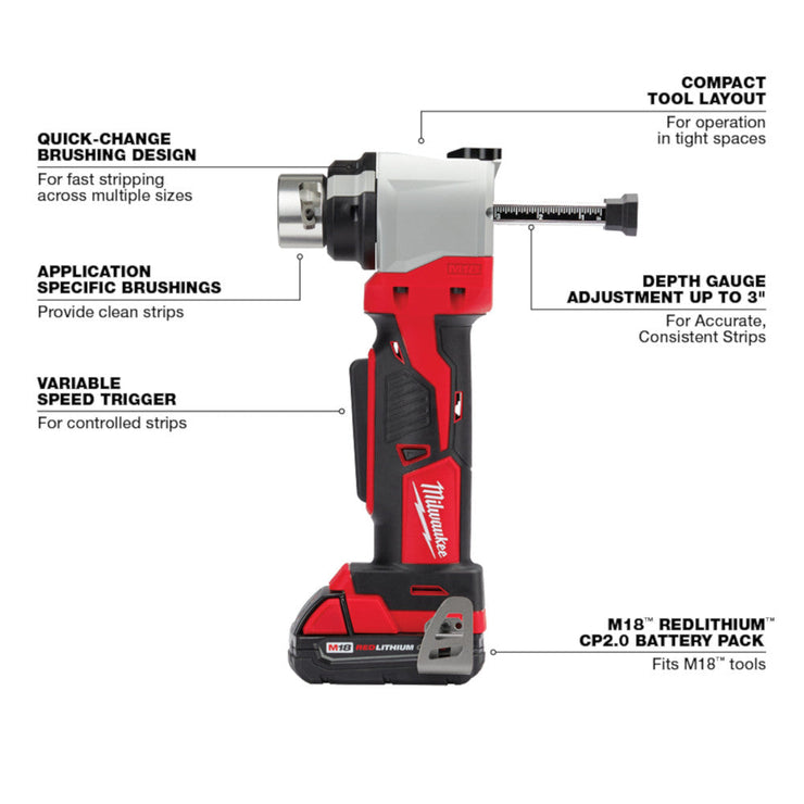 18V M18 Cable Stripper Kit with 17 Cu THHN / XHHW Bushings 1.5 Ah