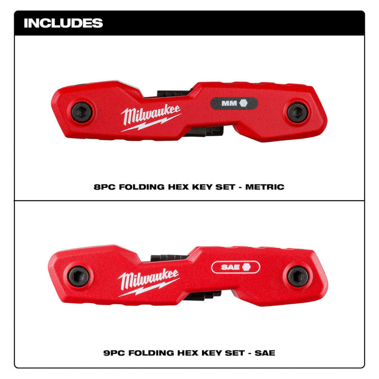 17-Key SAE/Metric Folding Hex Key Set