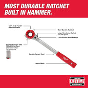 Lineman's Milled Strike Face High-Leverage Ratcheting Wrench