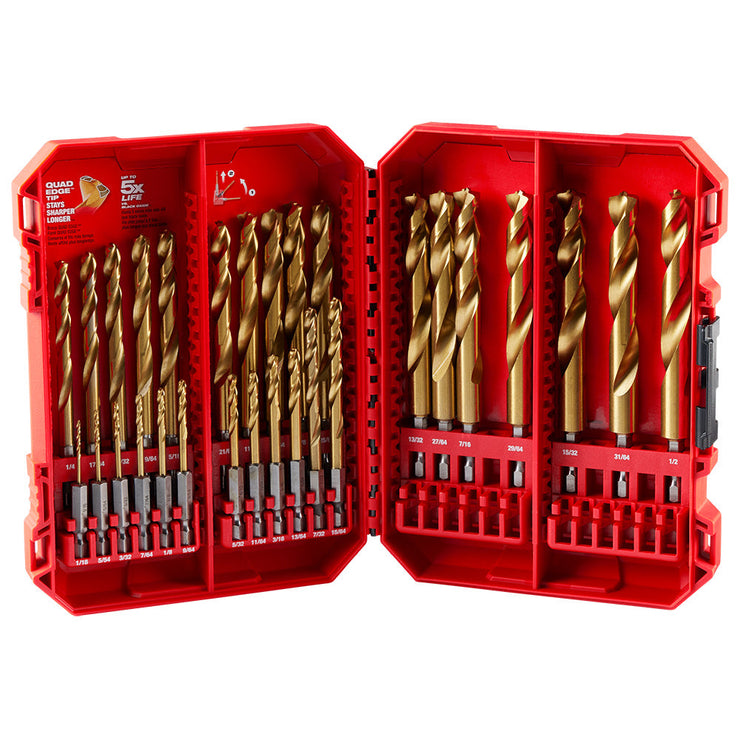 29-Piece Shockwave Impact Duty Red Helix Titanium Drill Bit Set