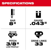 8" Pole Saw Guide Bar