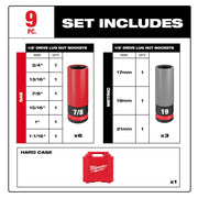 SHOCKWAVE Impact Duty 1/2 Drive SAE & Metric 9-Piece Lug Nut Wheel Socket Set