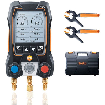 Smart Digital Manifold with Bluetooth & 2-Way Valve Block with Wireless Clamp Temperature Probes