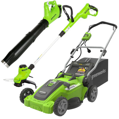 16" Corded Lawn Mower, 9 Amp Axial Leaf Blower & 14" String Trimmer Combo Kit