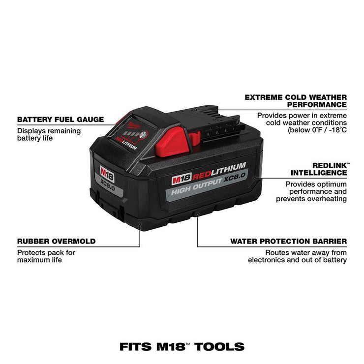 Milwaukee 48-59-1880 M18 REDLITHIUM HIGH OUTPUT XC8.0 Starter Kit