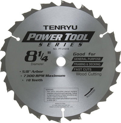 Tenryu PT-21018 8-1/4" Carbide Tipped Circular Saw Blade
