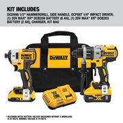 20V MAX XR Lithium-Ion Cordless 2-Tool Combo Kit with 1/2" POWER DETECT Hammer Drill and 1/4" Impact Driver