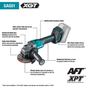 40V Max XGT Lithium-Ion Brushless Cordless 4‑1/2” / 5" Angle Grinder, with Electric Brake (Tool Only)