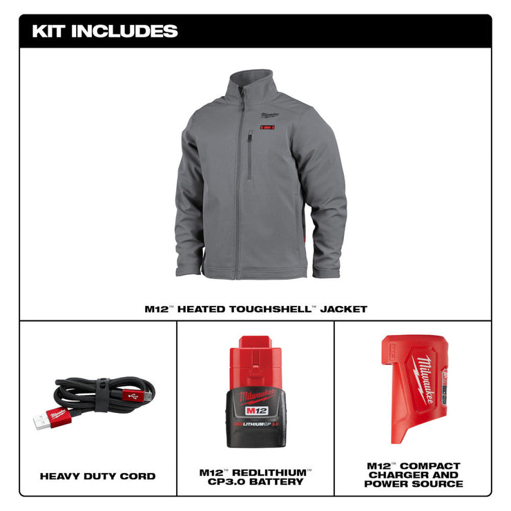 M12 12V Cordless Gray Heated Jacket Kit, Size 2X-Large