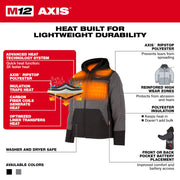 M12 12V Cordless Black Heated Axis Hooded Jacket Kit, Size X-Large