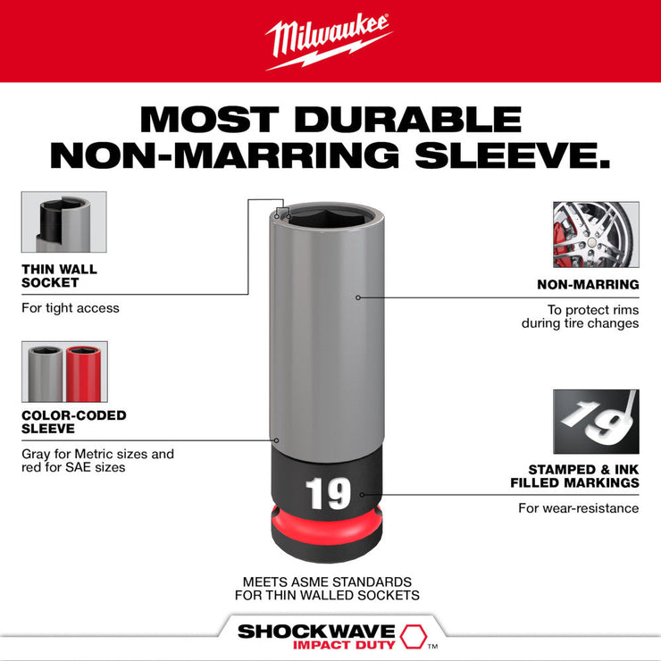 SHOCKWAVE Impact Duty 1/2" Drive Metric 3-Piece Lug Nut Wheel Socket Set