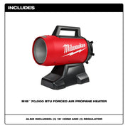 Milwaukee 0801-20 M18 70,000 BTU Forced Air Propane Heater