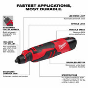 Milwaukee 2525-21 M12 Brushless Rotary Tool Kit