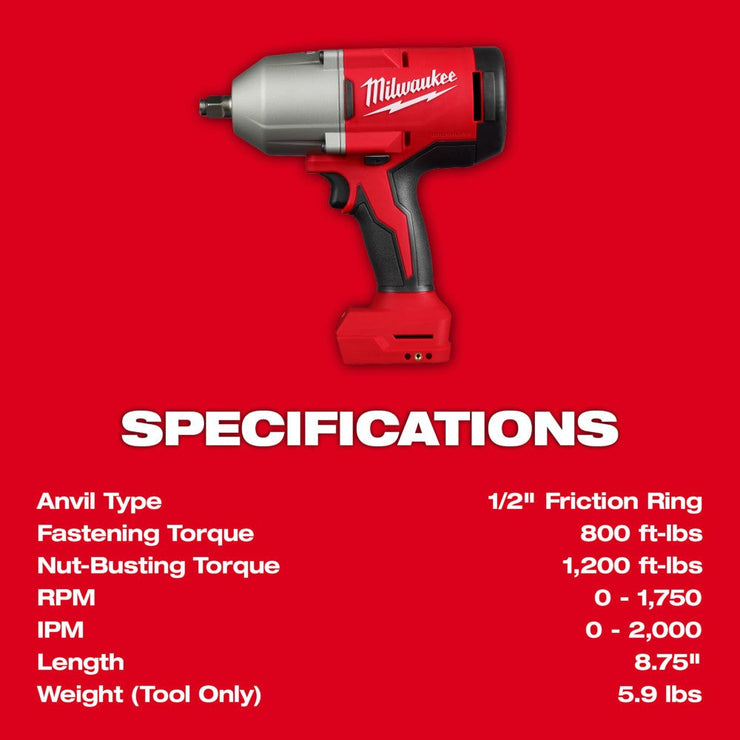 Milwaukee 2666-20 M18 Brushless 1/2" High Torque Impact Wrench w/ Friction Ring