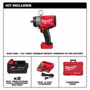 Milwaukee 2966-22 M18 FUEL 1/2" High Torque Impact Wrench w/ Pin Detent Kit