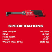 Milwaukee 3050-20 M12 FUEL INSIDER Extended Reach Box Ratchet, Bare