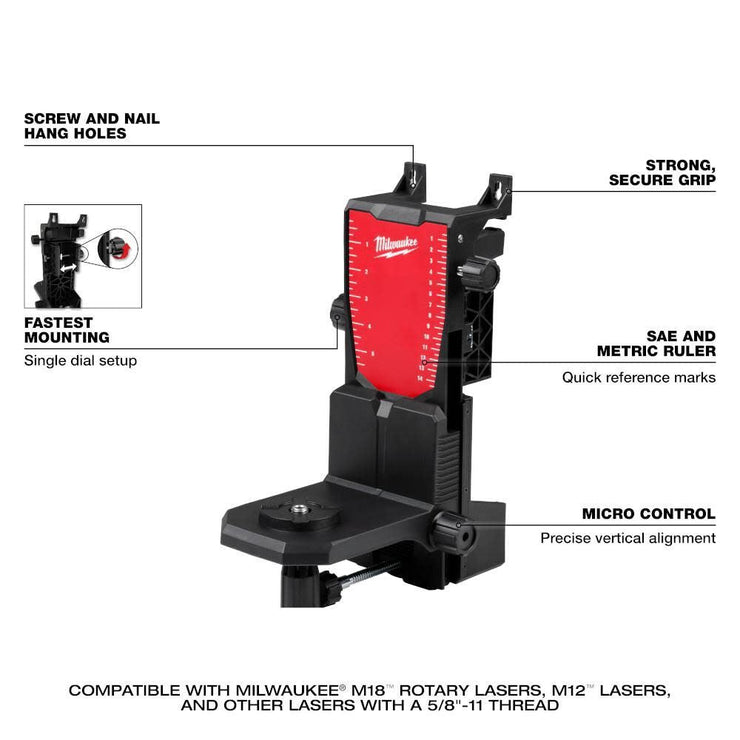 Milwaukee 3702-21 M18 Green Interior Rotary Laser Level Kit w/ Remote/Receiver & Wall Mount Bracket