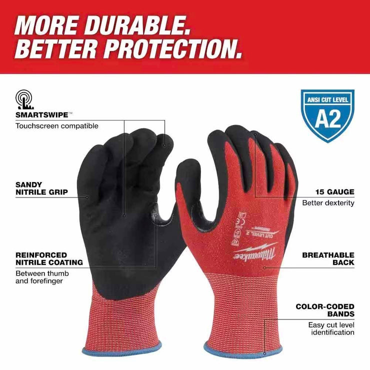 Milwaukee 48-22-8927 Cut Level 2 Nitrile Dipped Gloves - L