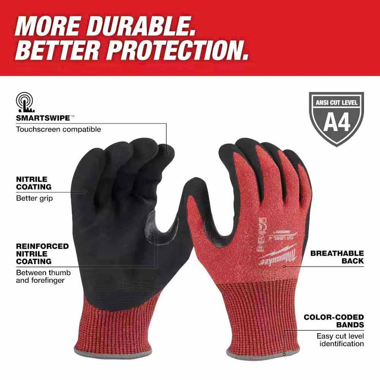 Milwaukee 48-22-8947 Cut Level 4 Nitrile Dipped Gloves - XL