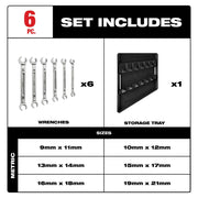 Milwaukee 48-22-9471 6pc Double End Flare Nut Wrench Set - Metric