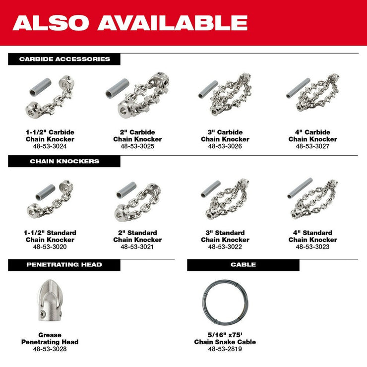 Milwaukee 48-53-3022 3" Standard Chain Knocker for 5/16" Chain Snake Cable