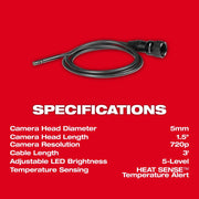 Milwaukee 48-53-3150 5mm Borescope Camera Cable