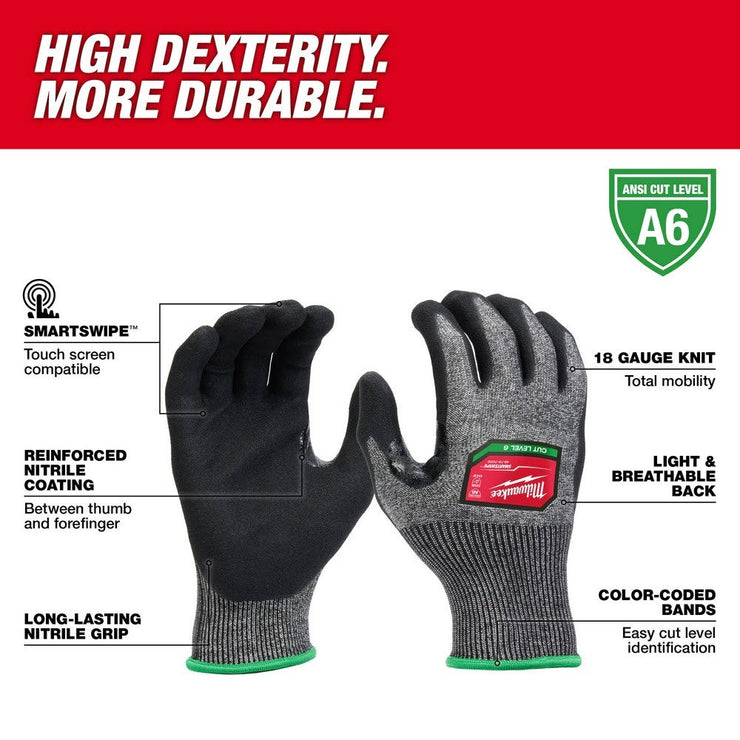 Milwaukee 48-73-7003 Cut Level 6 High-Dexterity Nitrile Dipped Gloves - XL