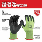 Milwaukee 48-73-8952 High Visibility Cut Level 5 Polyurethane Dipped Gloves - L