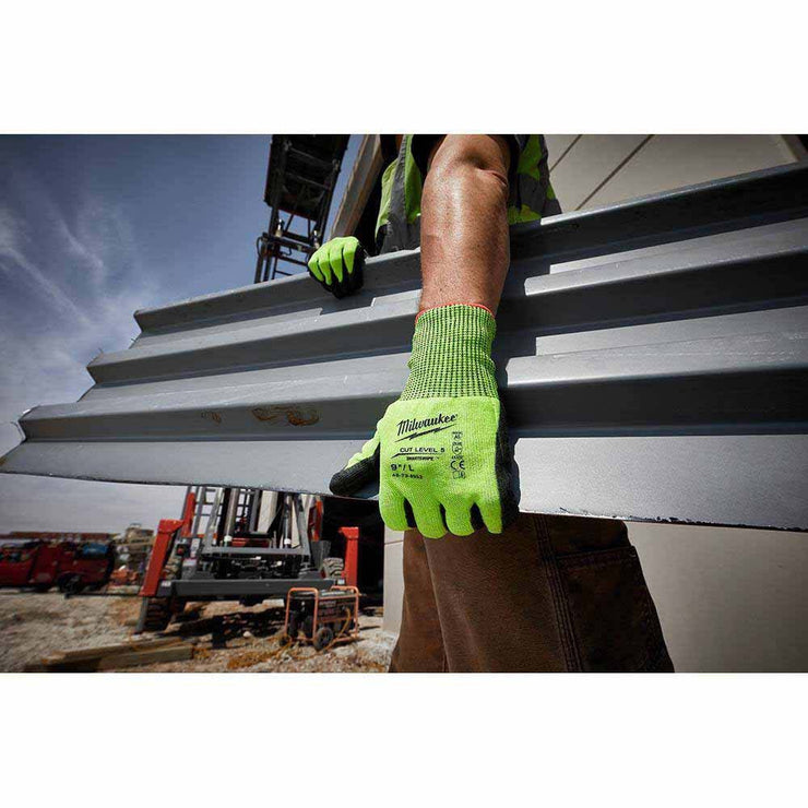 Milwaukee 48-73-8952 High Visibility Cut Level 5 Polyurethane Dipped Gloves - L