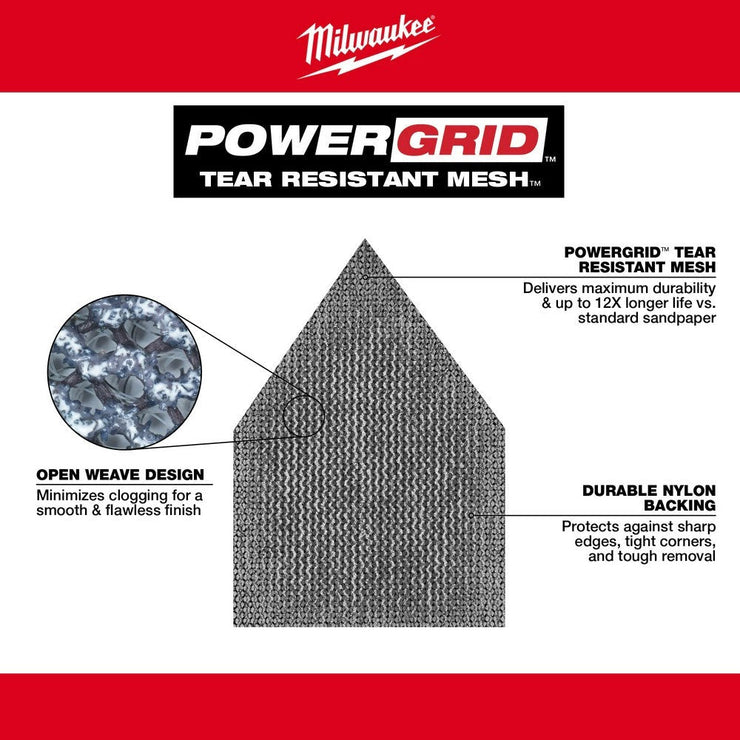 Milwaukee 48-80-5180 180 Grit Mesh Sanding Sheets for M12 FUEL Orbital Detail Sander 12-Pack