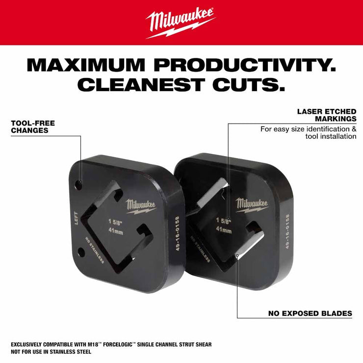 Milwaukee 49-16-0158 1-5/8" x 1-5/8" Single Strut Shearing Dies