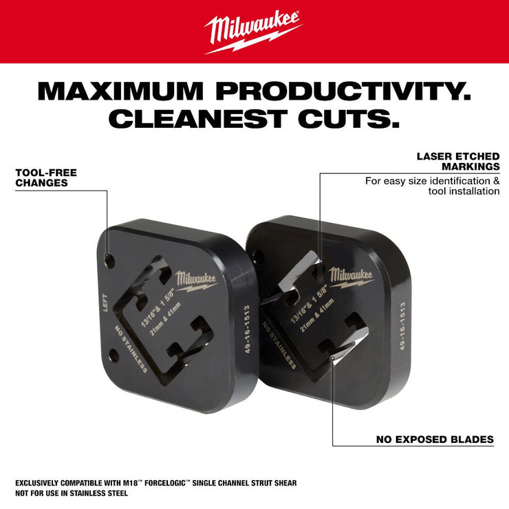 Milwaukee 49-16-1513 13/16" & 1-5/8" x 1-5/8" Combination Strut Shearing Dies