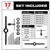 Milwaukee 49-22-5601 17PC Metric Tap and Die Set