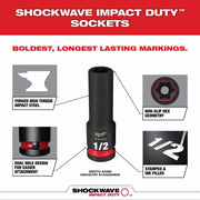 Milwaukee 49-66-6802 Shockwave Impact Duty Socket 1/2" Drive 15-Piece SAE Packout Set