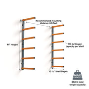Wood Storage Rack, 6-Tier (Orange and Black)