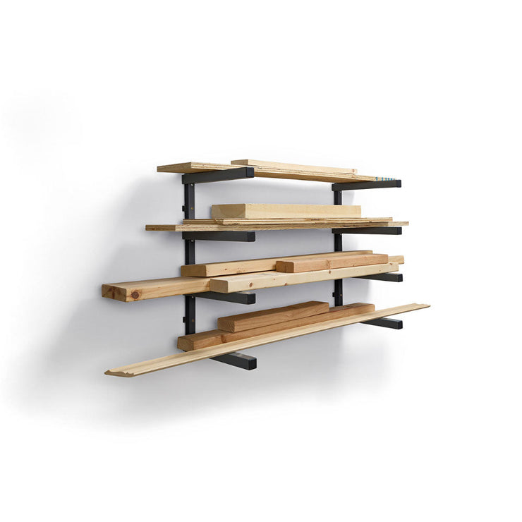 Wood Storage Rack, 4-Tier (Gray and Black)
