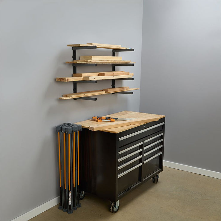 Wood Storage Rack, 4-Tier (Gray and Black)