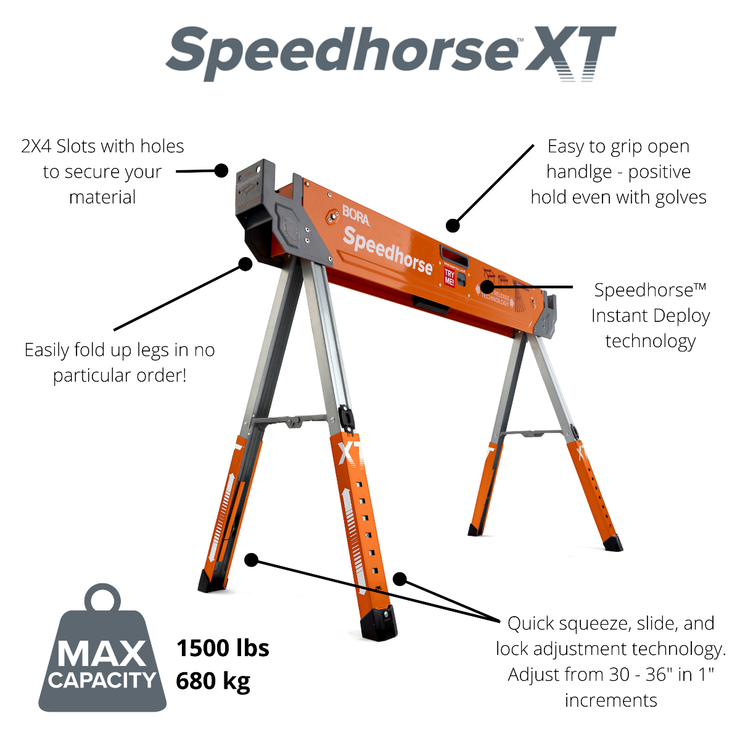 Speedhorse XT Adjustable Height Sawhorse (Pack of 2)