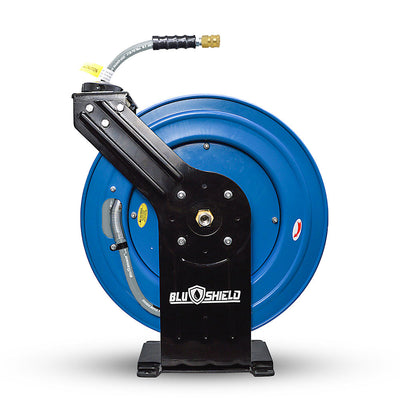 BluShield 1/4" X 100' 3000 PSI Polyester Braided Non-Marking Retractable Pressure Washer Hose Reel