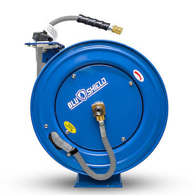 BluShield 1/4" X 50' 3000 PSI Polyester Braided Non-Marking Retractable Pressure Washer Hose Reel