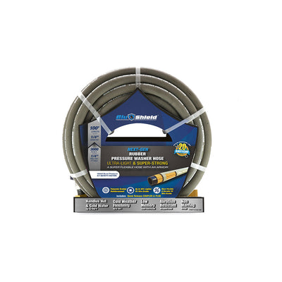 BluShield 1/4" x 100' 3000 PSI 1/4" Male NPT Polyester Braided Non-Marking Pressure Washer Hose