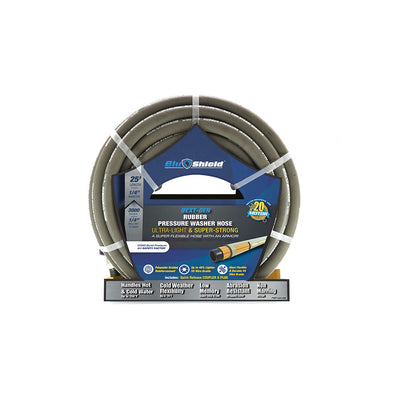 BluShield 1/4" x 25' 3000 PSI 1/4" Male NPT Polyester Braided Non-Marking Pressure Washer Hose