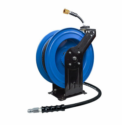 BluShield 1/4" X 100' 3000 PSI Polyester Braided Retractable Pressure Washer Hose Reel