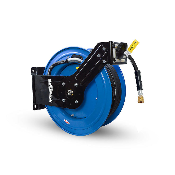 BluShield 1/4" X 100' 3000 PSI Polyester Braided Retractable Pressure Washer Hose Reel