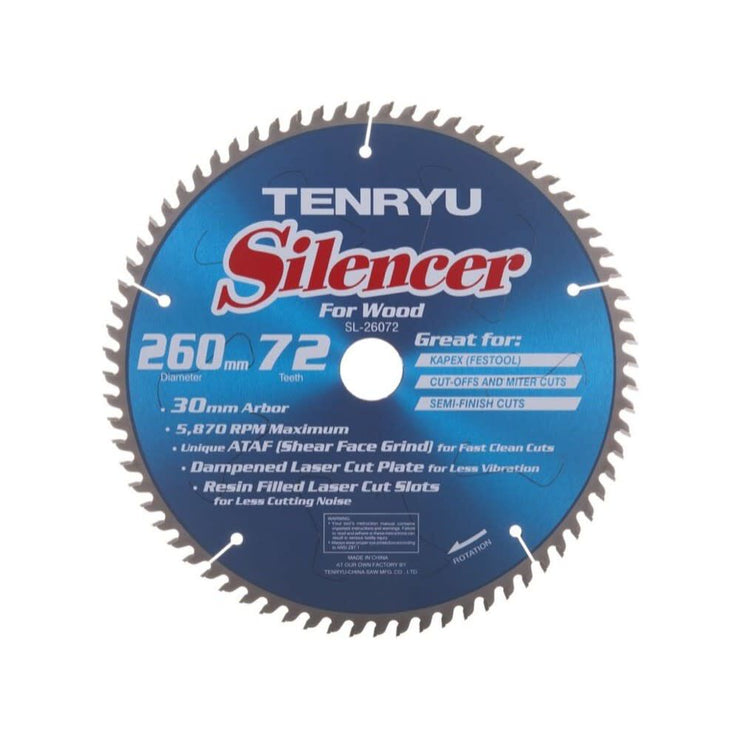 Tenryu SL-26072 260mm Silencer-Series Miter Saw Blade