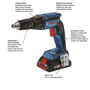 Bosch GXL18V-291B25 18V 2-Tool Combo Kit with Brushless Screwgun, Brushless Cut-Out Tool