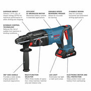 Bosch GBH18V-26DK25 18V EC Brushless SDS-Plus Bulldog 1" Rotary Hammer Kit